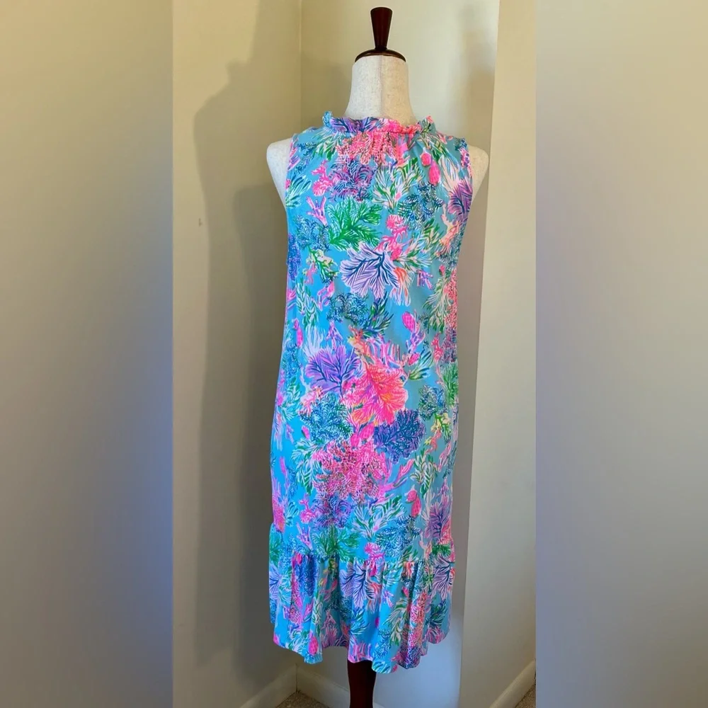 Lilly Pulitzer Malone Swing Dress SZ M Celestial Blue Cay To My Heart Like New 💕 - Picture 6 of 8